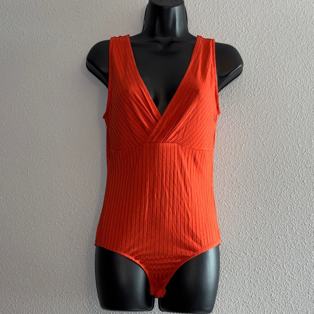 Vibrant Red Sleeveless Bodysuit